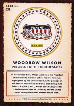 2012 Panini Americana Heroes & Legends #28 Woodrow Wilson Back