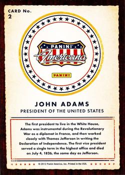 2012 Panini Americana Heroes & Legends #2 John Adams Back