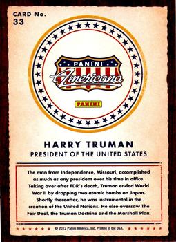 2012 Panini Americana Heroes & Legends #33 Harry Truman Back