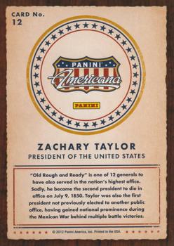 2012 Panini Americana Heroes & Legends #12 Zachary Taylor Back