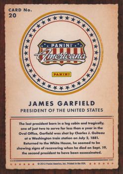 2012 Panini Americana Heroes & Legends #20 James Garfield Back