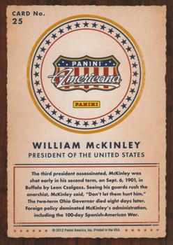 2012 Panini Americana Heroes & Legends #25 William McKinley Back