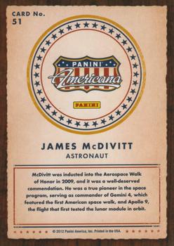 2012 Panini Americana Heroes & Legends #51 James McDivitt Back