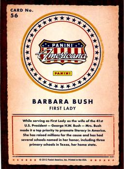 2012 Panini Americana Heroes & Legends #56 Barbara Bush Back