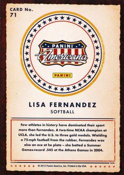 2012 Panini Americana Heroes & Legends #71 Lisa Fernandez Back
