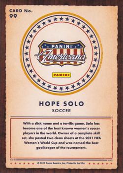 2012 Panini Americana Heroes & Legends #99 Hope Solo Back