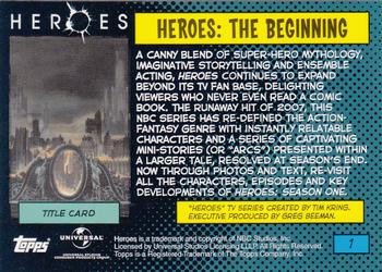 2008 Topps Heroes #1 Heroes: The Beginning Title Card Back