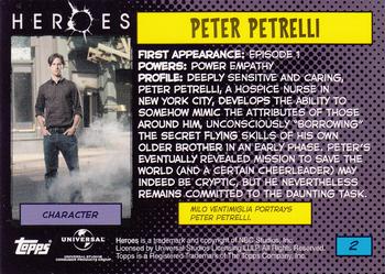 2008 Topps Heroes #2 Peter Petrelli Back