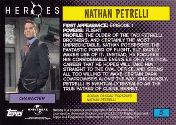 2008 Topps Heroes #5 Nathan Petrelli Back