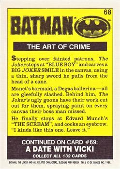 1989 Topps Batman - Collector's Edition (Tiffany) #68 The Art of Crime Back