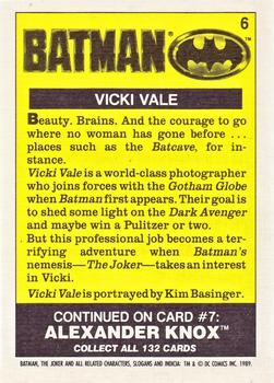1989 Topps Batman - Collector's Edition (Tiffany) #6 Vicki Vale Back