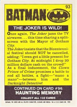 1989 Topps Batman - Collector's Edition (Tiffany) #93 The Joker is Wild! Back