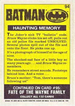1989 Topps Batman - Collector's Edition (Tiffany) #94 Haunting Memory Back