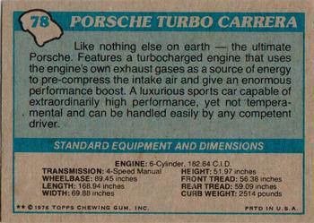 1976 Topps Autos of 1977 #78 Porsche Turbo Carrera Back