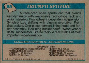 1976 Topps Autos of 1977 #85 Triumph Spitfire Back