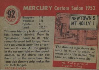 1953-55 Topps World on Wheels (R714-24) #92 1953 Mercury Custom Back