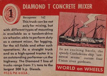1953-55 Topps World on Wheels (R714-24) #1 Diamond T Concrete Mixer Back