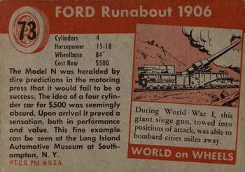 1953-55 Topps World on Wheels (R714-24) #73 1906 Ford Runabout Back