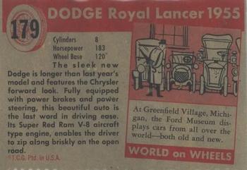 1953-55 Topps World on Wheels (R714-24) #179 1955 Dodge Custom Royal Lancer Back