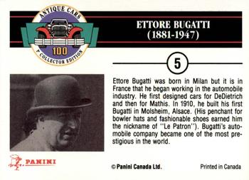 1992 Panini Antique Cars English Version #5 Ettore Bugatti Back