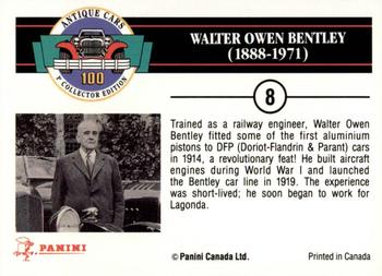 1992 Panini Antique Cars English Version #8 Walter Owen Bentley Back