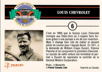 1992 Panini Antique Cars French Version #6 Louis Chevrolet Back