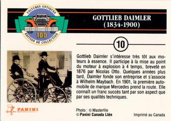 1992 Panini Antique Cars French Version #10 Gottlieb Daimler Back