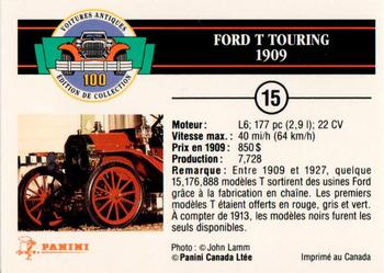 1992 Panini Antique Cars French Version #15 Ford T Touring 1909 Back