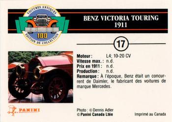 1992 Panini Antique Cars French Version #17 Benz Victoria Touring 1911 Back