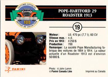 1992 Panini Antique Cars French Version #19 Pope-Hartford 29 Roadster 1913 Back
