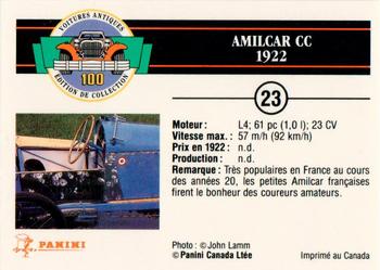 1992 Panini Antique Cars French Version #23 Amilcar CC 1922 Back