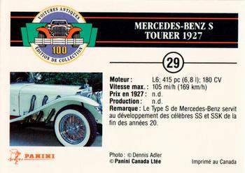 1992 Panini Antique Cars French Version #29 Mercedes-Benz S Tourer 1927 Back