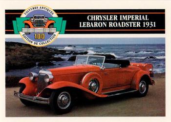1992 Panini Antique Cars French Version #41 Chrysler Imperial LeBaron Roadster 1931 Front