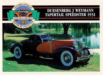 1992 Panini Antique Cars French Version #44 Duesenberg J Weymann Tapertail Speedster 1931 Front