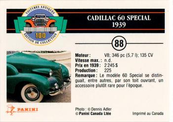 1992 Panini Antique Cars French Version #88 Cadillac 60 Special 1939 Back