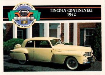 1992 Panini Antique Cars French Version #96 Lincoln Continental 1942 Front