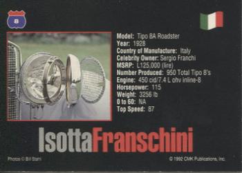 1993 CMK Cars of the World #8 1928 Isotta Franschini Tipo 8A Roadster Back