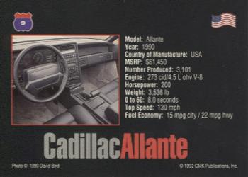 1993 CMK Cars of the World #9 1990 Cadillac Allante Back