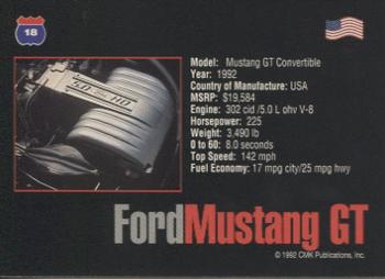 1993 CMK Cars of the World #18 1992 Ford Mustang GT Back