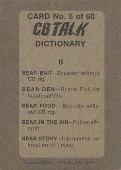 1977 Fleer CB Talk #5 Bear Bait Back