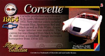 1996 Collect-A-Card Corvette Heritage Collection #2 1954 Corvette Back