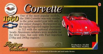 1996 Collect-A-Card Corvette Heritage Collection #8 1960 Corvette Back