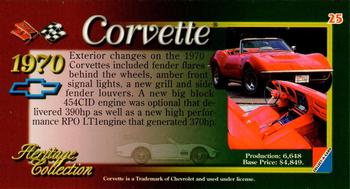 1996 Collect-A-Card Corvette Heritage Collection #25 1970 Corvette Convertible Back