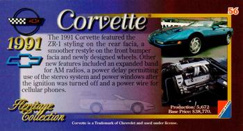 1996 Collect-A-Card Corvette Heritage Collection #56 1991 Corvette Convertible Back