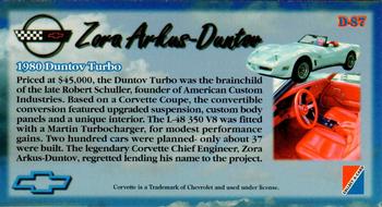 1996 Collect-A-Card Corvette Heritage Collection #D-87 1980 Duntov Turbo Back