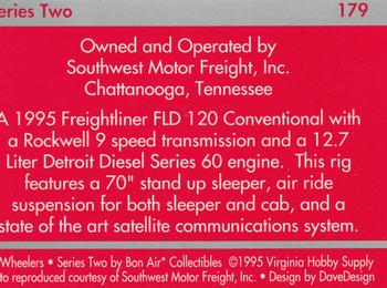 1994-95 Bon Air 18 Wheelers #179 Southwest Motor Freight, Inc. Back
