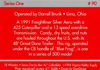 1994-95 Bon Air 18 Wheelers #90 Darrell Brunk - 1991 Freightliner Silver Aero/ 425 Cat Back