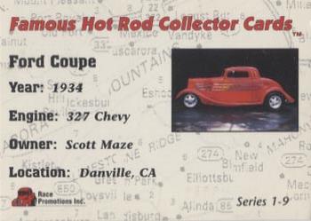 1994 Race Promotions Famous Hot Rods #9 1934 Ford Coupe Back