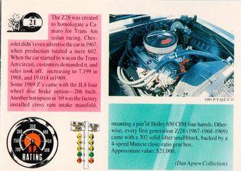 1991 Muscle Cards #21 1969 Chevrolet Camaro Z/28 Back