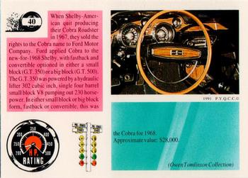 1991 Muscle Cards #40 1968 Shelby Mustang Cobra GT350 Back